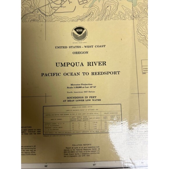 Nautical Chart/Map of Oregon’s Umpqua River Pacific Ocean to Reedsport - Picture 2 of 4